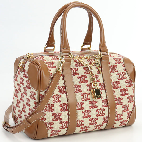 CELINE 19365 2CS8 Small boston bag Triomphe traveling bag canvas Women color brown
