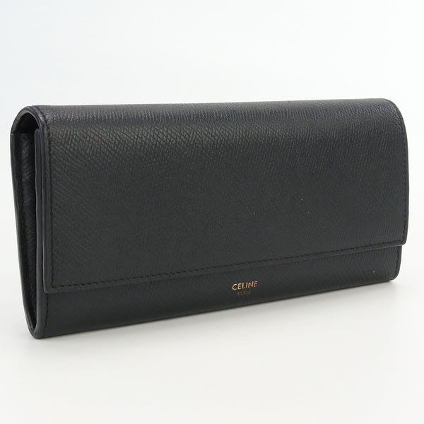 Céline 10b563bel Grand portefeuille à volet avec portefeuille long portefold portefeuille matériau matériau matériau en cuir femme couleur noir