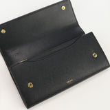 Celine 10B563Bel Große Klappe Brieftasche mit langer Brieftasche Biblesertasche Münzbriefmaterial Leinwand Leder Frauen Farbe Schwarz