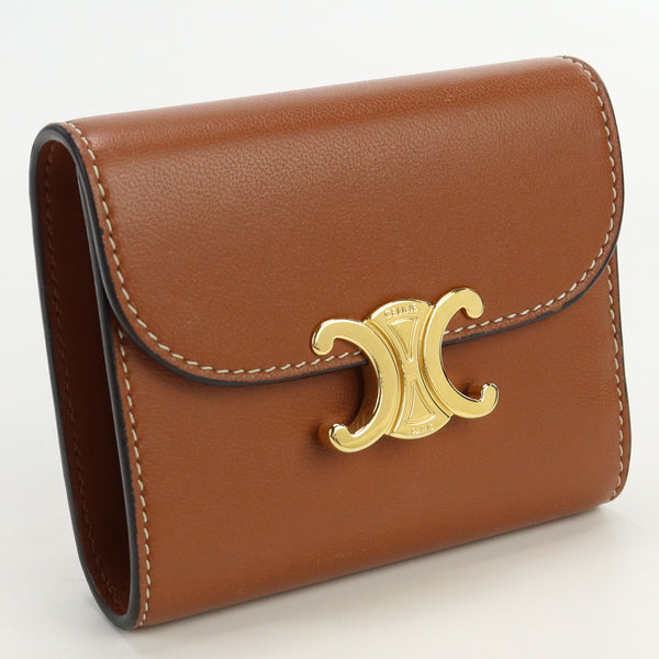 CELINE 10D783BZG.04LU small wallet triomphe Bi-fold wallet leather color brown Women