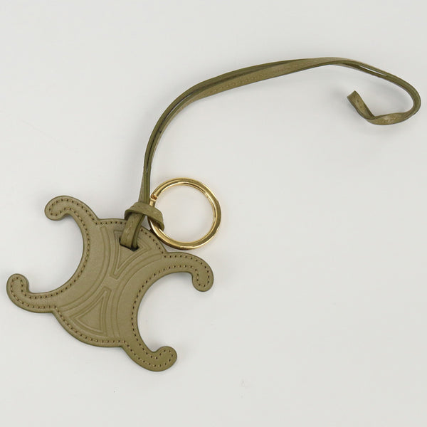 CELINE 49I473DSD Key ring Accessories Triomphe Bag charm leather Khaki Women