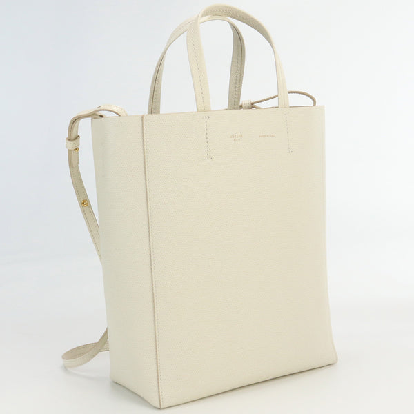 CELINE Vertical Hippo Small Tote Bag shoulder bag 2way leather White Women