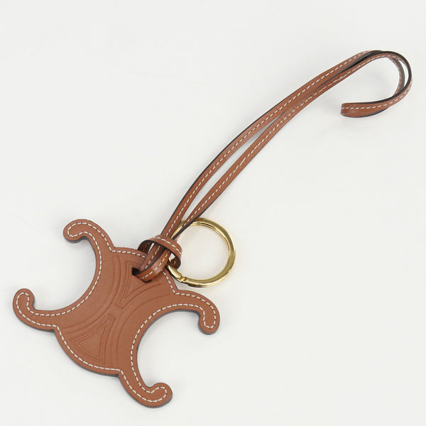 CELINE 49I47 3DSD 04LU Key ring charm Triomphe Bag charm leather brown Women