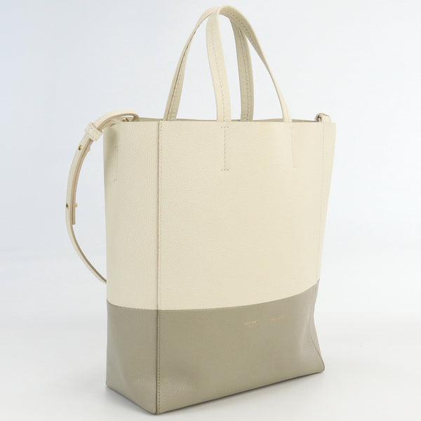 CELINE Vertical Hippo Small Tote Bag leather handbag 2Way Color white Women