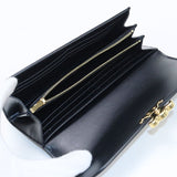 CELINE 10E31 3DPV 38NO Large wallet Triomphe Long wallet with double fold coin purse Calfskin Black Women