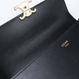 CELINE 10E31 3DPV 38NO Large wallet Triomphe Long wallet with double fold coin purse Calfskin Black Women