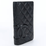 CHANEL Long wallet Cambon Long wallet with double fold coin purse Calfskin Black Women