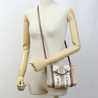 Chloe CHC22AP237I26 90U Woody 2way Mini Tote Bag/Shoulderbag Linen Beige canvas