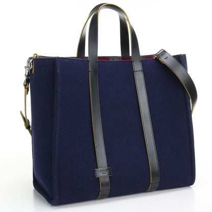 FENDI 7VA390 51N 2WAY Shoulder bag Tote Bag Hand bag wool mens Navy