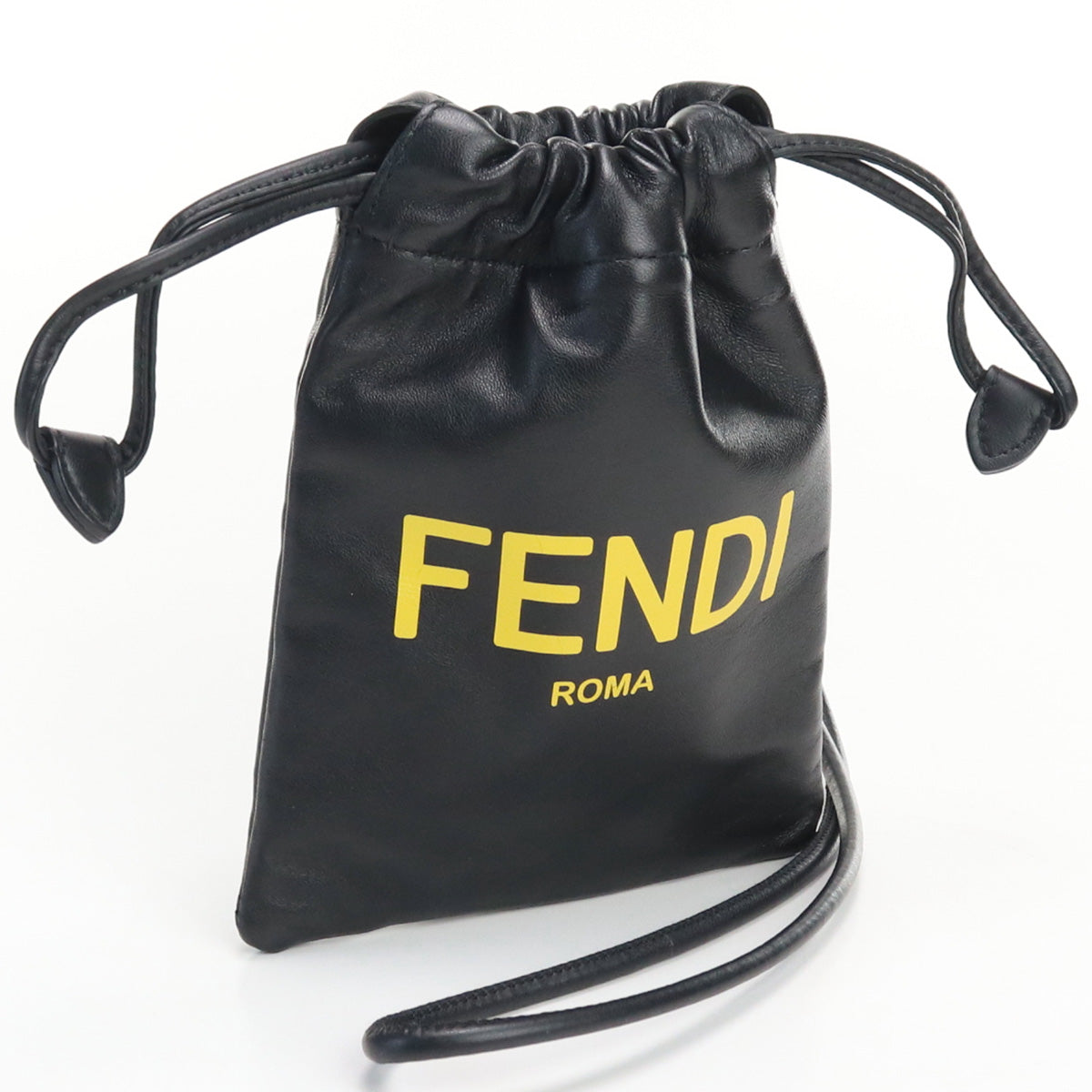 FENDI 7AR898 ADM9 Logo Phone holder Mobile case leather Black/yellow unisex