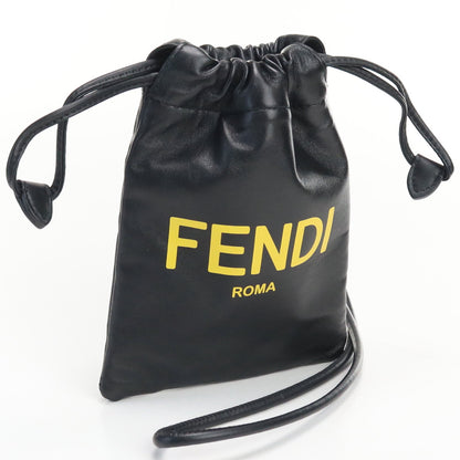 FENDI 7AR898 ADM9 Logo Phone holder Mobile case leather Black/yellow unisex