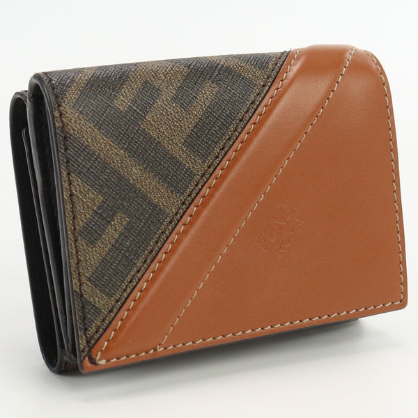 FENDI 7M0280 AFB4 F1DZA Diagonal Wallet Zucca trifold wallet PVC Color brown unisex