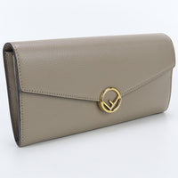 FENDI 8M0251 A18B F0E65 Continental wallet F is Fendi Long wallet with double fold coin purse leather gray Women