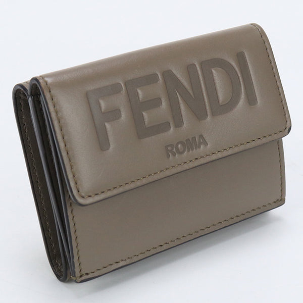 FENDI 8M0395 AAYZ Three wallet Rome Micro Tri-fold wallet leather Gray Women