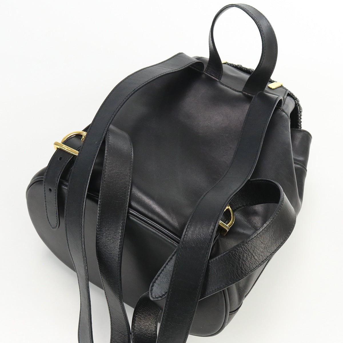 FERRAGAMO 21 6232 Backpack Bag Ruck sack leather black Women