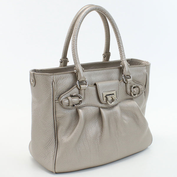 FERRAGAMO 217421 Gancini handbag leather Women color silver