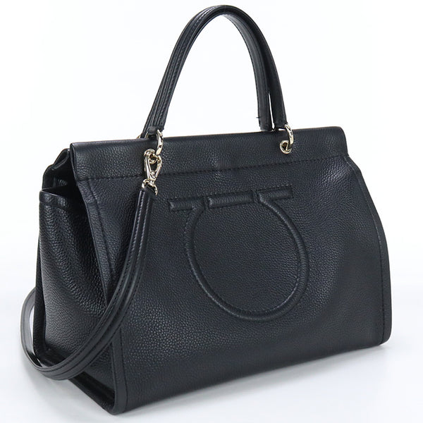 FERRAGAMO 21 H110 2WAYTote Bag Gancini Tote Bag Shoulder bag leather black Women