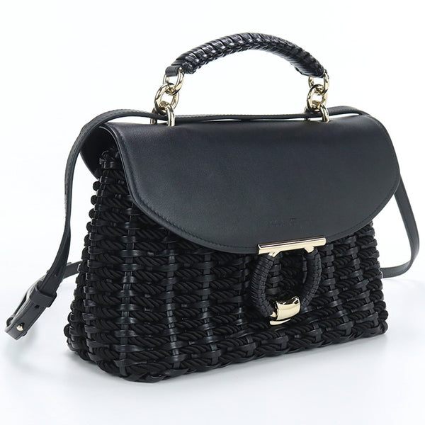 FERRAGAMO 21 H638 Top handle bag Handbag Shoulder bag leather black Women