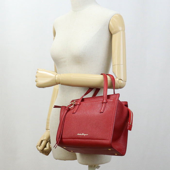 FERRAGAMO 21 F478 2WAYTote Bag Gancini Tote Bag Shoulder bag leather Red Women