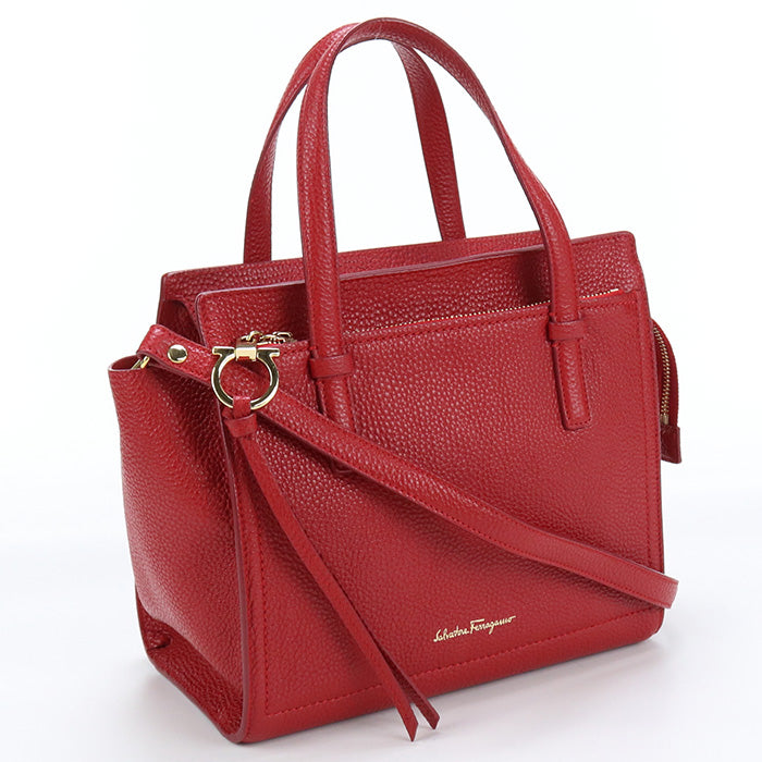 FERRAGAMO 21 F478 2WAYTote Bag Gancini Tote Bag Shoulder bag leather Red Women