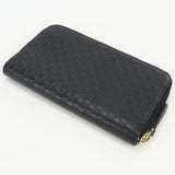 GUCCI 449391 Zip around wallet Long Wallet Micro Guccisima leather Black