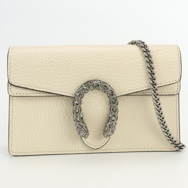 GUCCI 476432 super mini bag Dionysus Diagonal Chain Shoulder Bag Cross body leather Women White