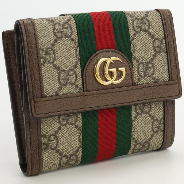 GUCCI 523173 96IWG 8745 Ofidia GG French Flap Wallet GG Supreme Color brown unisex