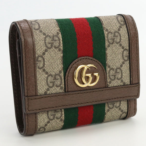 GUCCI 523174 96IWG 8745 Compact zip Ofidia Three-fold wallet with coin purse PVC unisex color brown