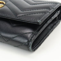 GUCCI 443436 DTD1T 1000 Continental wallet GG Marmont Bifold Long Wallet leather black Women