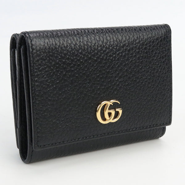 GUCCI 474746 1000 Tri-fold wallet GG Marmont compact wallet leather black Women