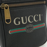 GUCCI 574803 Logo print Shoulder Bag Diagonal shoulder bag leather black unisex