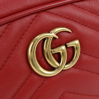 GUCCI 448065 DTD1T Quilted bag GG Marmont Diagonal ShoulderBag leather Red Women