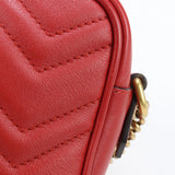 GUCCI 448065 DTD1T Quilted bag GG Marmont Diagonal ShoulderBag leather Red Women