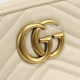 GUCCI 447632 Quilted Small GG Marmont Diagonal Shoulder Bag leather White Women