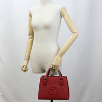 GUCCI 607722 2WAY Small Tote Bag Soho leather Red Women