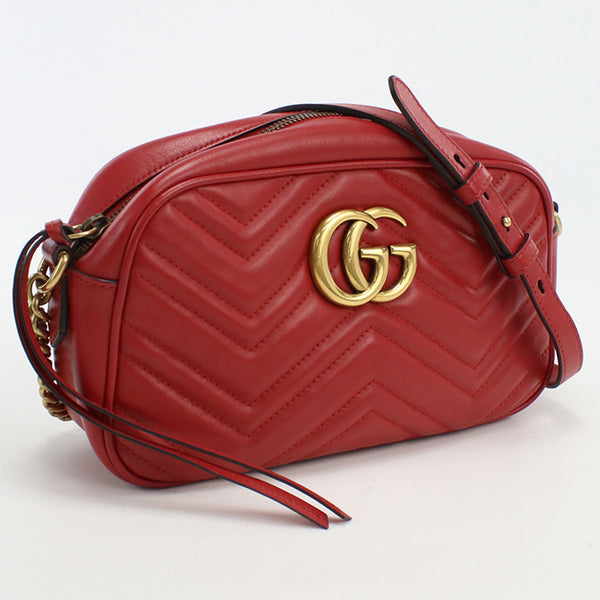 GUCCI 447632 Small Shoulder Bag GG Marmont Diagonal leather red Women