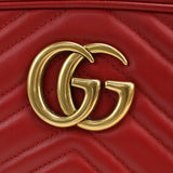 GUCCI 447632 Small Shoulder Bag GG Marmont Diagonal leather red Women