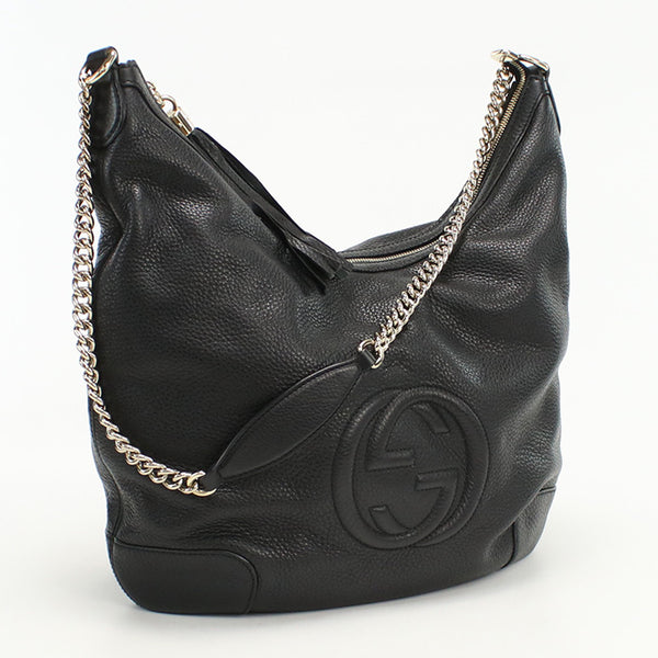 GUCCI 308981 ChainShoulder Bag Soho Shoulder leather black Women