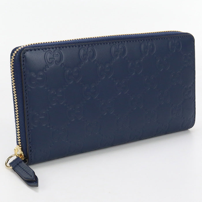 GUCCI 410102 Zip around wallet Guccisima PurseZip leather navy Women