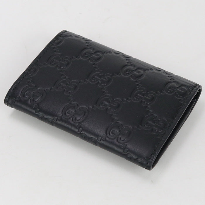 GUCCI 473923 name card holder Guccisima name leather black mens