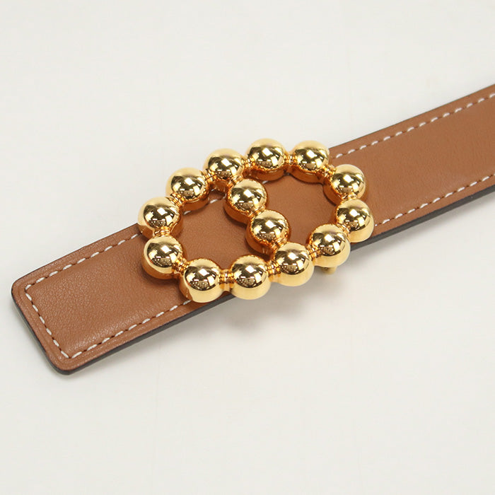 HERMES Reversible belt Mayonnaise Bubble belt/Swift Brown Women