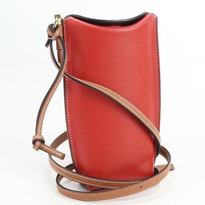 LOEWE C650Z42 Gate pocket Diagonal shoulder bag leather Women red