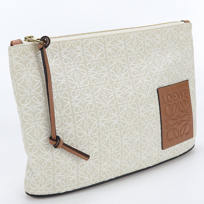 LOEWE C821C63X05 2426 oblong pouch anagram Clutch bag Jacquard beige Women