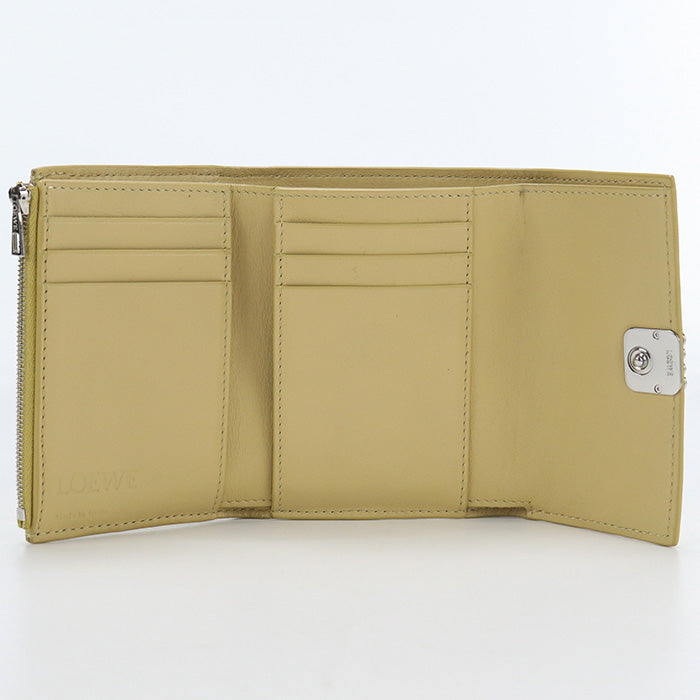 LOEWE C821S33X07 Tri-fold wallet anagram Vertical Trifold Wallet Calfskin,Leather yellow Women