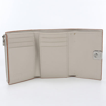 LOEWE C821S33X01 Tri-fold wallet anagram Vertical wallet small pebble grain calf beige Women