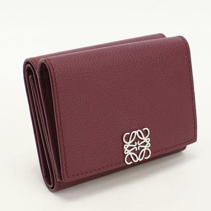 LOEWE LO83359 Tri-fold wallet anagram Flap wallet leather Wine Red Women