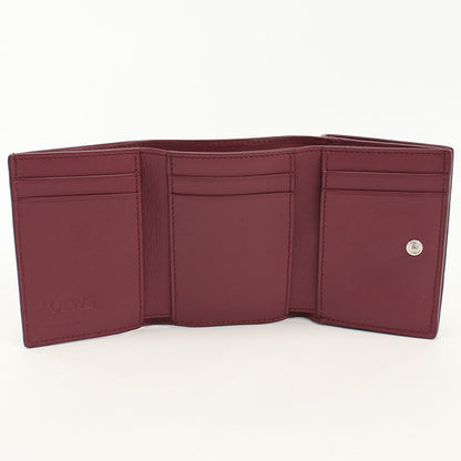 LOEWE LO83359 Tri-fold wallet anagram Flap wallet leather Wine Red Women