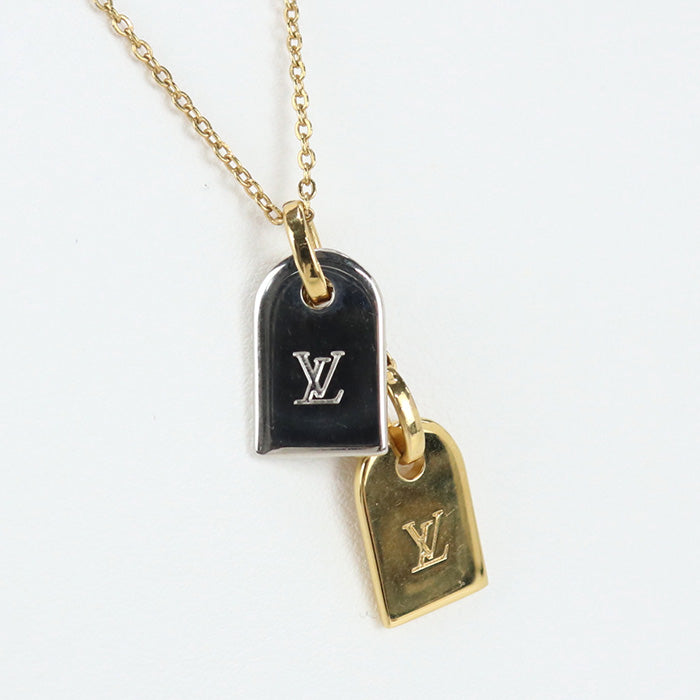 LOUIS VUITTON M63141 Necklace nanogram metal gold silver men's(unisex)