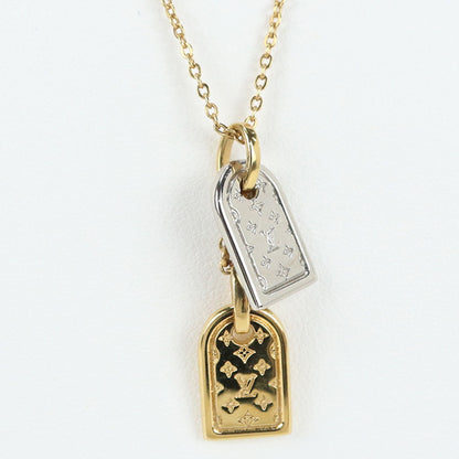 LOUIS VUITTON M63141 Necklace nanogram metal gold silver men's(unisex)