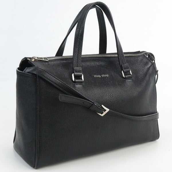 MIUMIU 5BB006 2WAY handbag Madras Handbag shoulder bag leather black Women